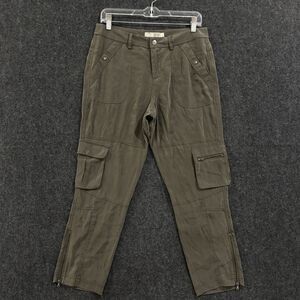 Go By GoSilk Cargo Pants Women's 6 Olive Silk Stretch Utility Zip Pockets